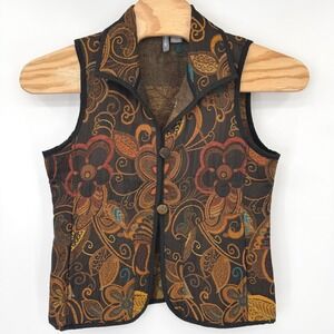 Anu Tapestry Vest Women S Brown Floral Paisley Boho Woven Sleeveless Jacket